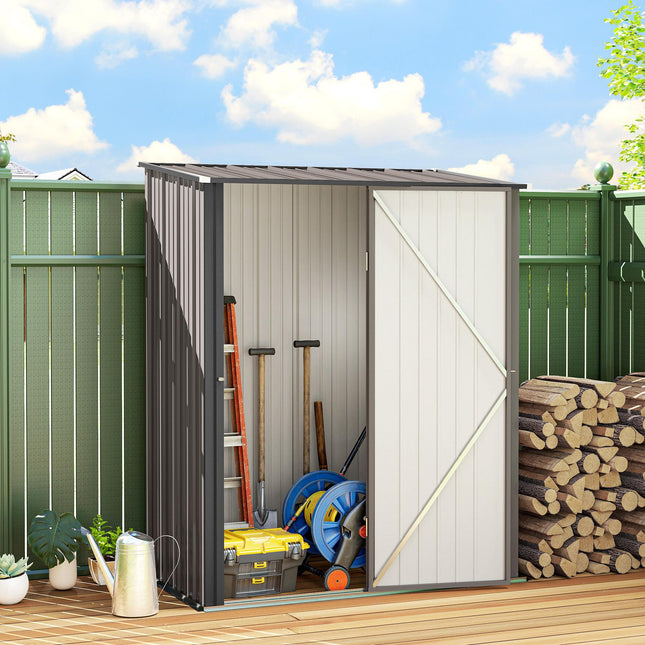 5.3 x 3.1ft Corrugated Steel Garden Storage Shed - Light Grey