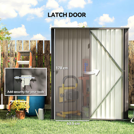 5.3 x 3.1ft Corrugated Steel Garden Storage Shed - Light Grey
