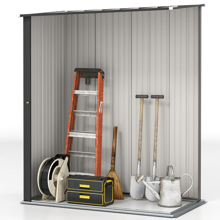 5.3 x 3.1ft Corrugated Steel Garden Storage Shed - Light Grey