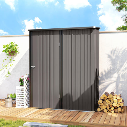 5.3 x 3.1ft Corrugated Steel Garden Storage Shed - Light Grey