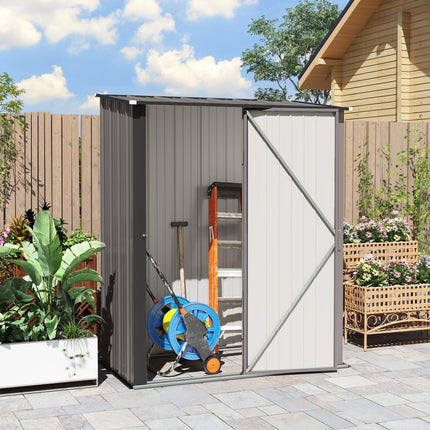 5.3 x 3.1ft Corrugated Steel Garden Storage Shed - Light Grey