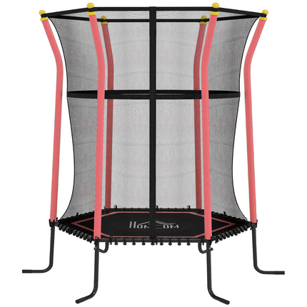 Kids Mini Trampoline Bouncer with Safety Enclosure Net for Ages 3-10 - Red