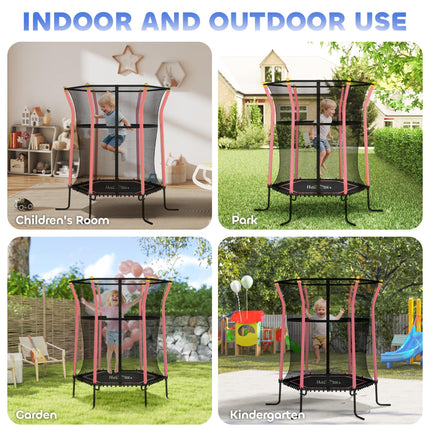 Kids Mini Trampoline Bouncer with Safety Enclosure Net for Ages 3-10 - Red