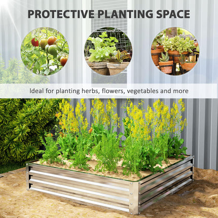 Square Raised Garden Bed Box with Weatherized Steel Frame for Vegetables, Flowers, & Herbs, 120 x 120 x 30cm, Silver Tone