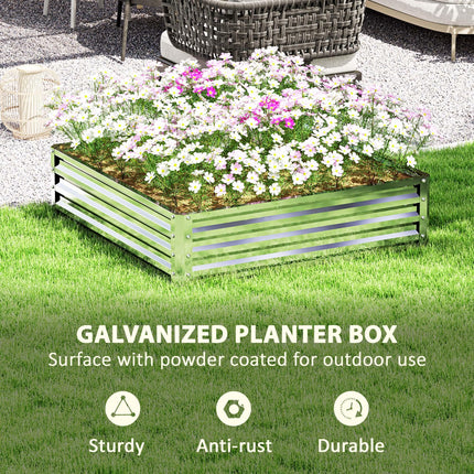Square Raised Garden Bed Box with Weatherized Steel Frame for Vegetables, Flowers, & Herbs, 120 x 120 x 30cm, Silver Tone