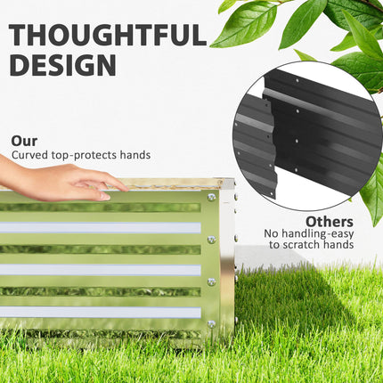 Square Raised Garden Bed Box with Weatherized Steel Frame for Vegetables, Flowers, & Herbs, 120 x 120 x 30cm, Silver Tone