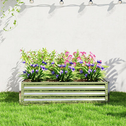 Square Raised Garden Bed Box with Weatherized Steel Frame for Vegetables, Flowers, & Herbs, 120 x 120 x 30cm, Silver Tone