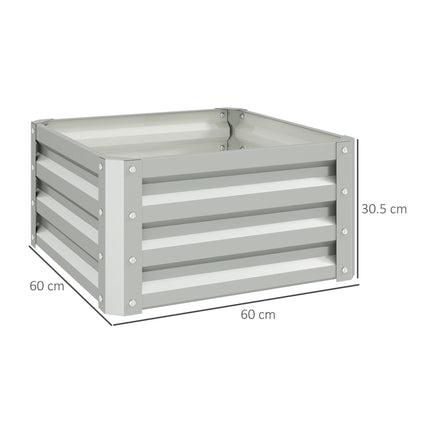 Set of 2 Galvanised Steel Raised Planter Boxes 60x60cm - Light Grey