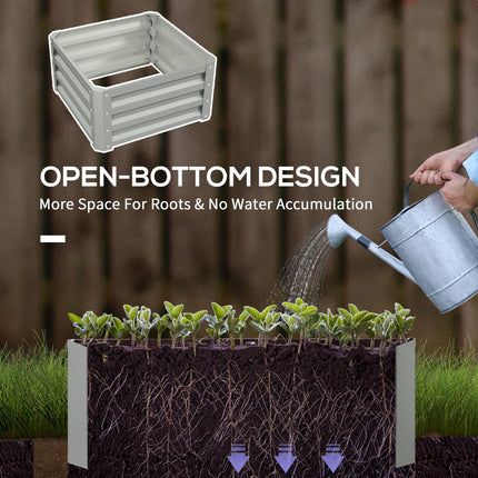 Set of 2 Galvanised Steel Raised Planter Boxes 60x60cm - Light Grey