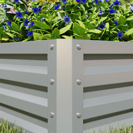Set of 2 Galvanised Steel Raised Planter Boxes 60x60cm - Light Grey