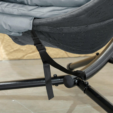 Round Egg Basket Chair with Steel Stand and Padded Cushion - Charcoal Grey