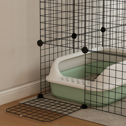 4-Tier Large DIY Indoor Cat Cage with Hammock, Ramps & 5 Doors for 1-3 Cats - Black
