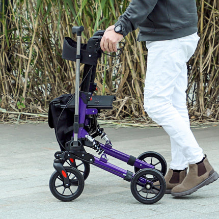 Folding Rollator Walker with Seat, Backrest, Dual Brakes, Adjustable Handle & Storage Bag for Seniors - Purple
