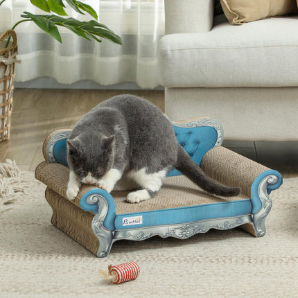 2-in-1 Cat Scratcher and Sofa with Catnip for Indoor Cats - Light Blue