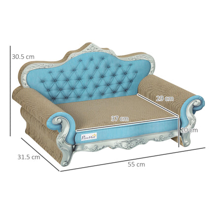 2-in-1 Cat Scratcher and Sofa with Catnip for Indoor Cats - Light Blue