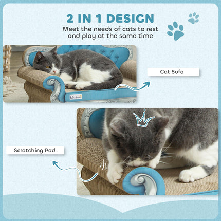 2-in-1 Cat Scratcher and Sofa with Catnip for Indoor Cats - Light Blue