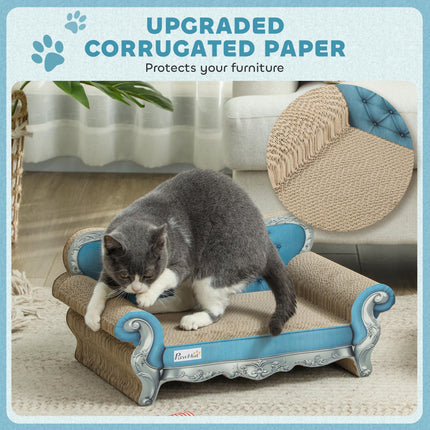 2-in-1 Cat Scratcher and Sofa with Catnip for Indoor Cats - Light Blue