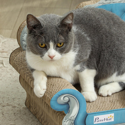 2-in-1 Cat Scratcher and Sofa with Catnip for Indoor Cats - Light Blue