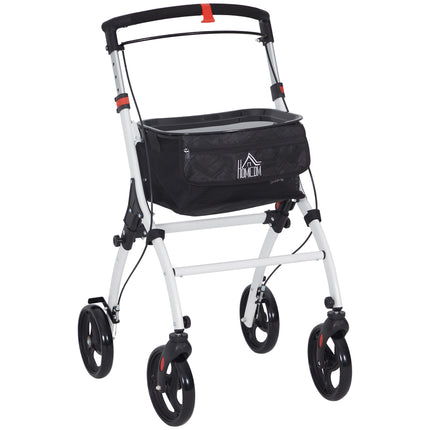 Folding Upright Rollator Walker with Lightweight Walking Frame, Storage Bag, Tra