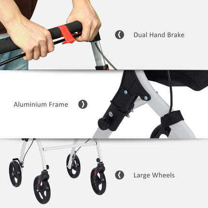 Folding Upright Rollator Walker with Lightweight Walking Frame, Storage Bag, Tra