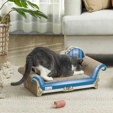 2-in-1 Cat Scratching Board with Catnip for Indoor Cats 26.5x57x26.5cm - Blue