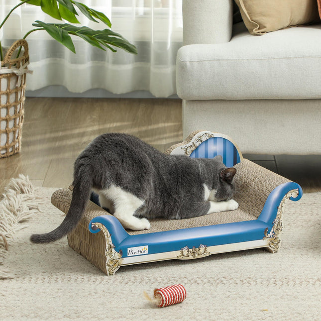 2-in-1 Cat Scratching Board with Catnip for Indoor Cats 26.5x57x26.5cm - Blue