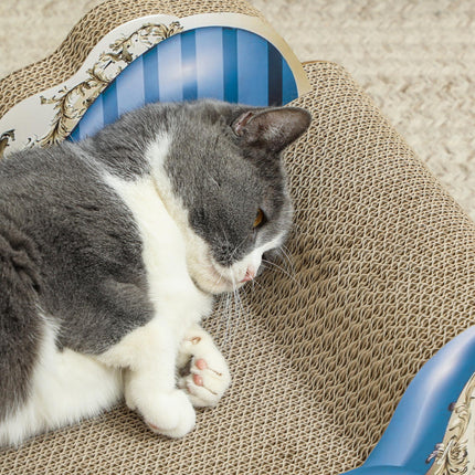 2-in-1 Cat Scratching Board with Catnip for Indoor Cats 26.5x57x26.5cm - Blue