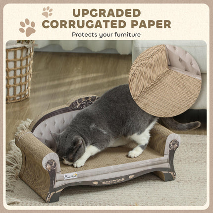 2-in-1 Indoor Cat Scratcher with Organic Catnip 29.5x56x26cm - Brown