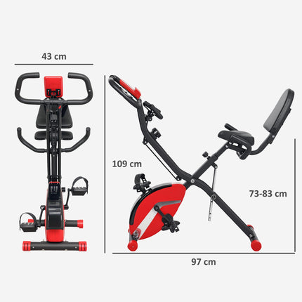 Five-in-one Foldable Exercise Bike, Stationary Bike with Arm Workout Bands, LDC