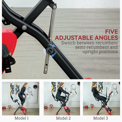 Five-in-one Foldable Exercise Bike, Stationary Bike with Arm Workout Bands, LDC
