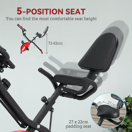 Five-in-one Foldable Exercise Bike, Stationary Bike with Arm Workout Bands, LDC