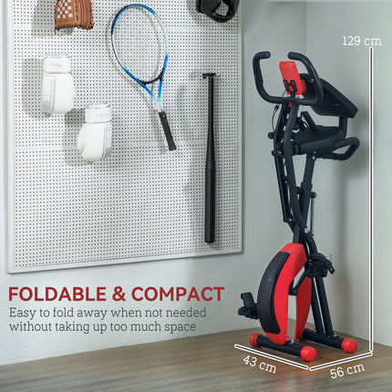 Five-in-one Foldable Exercise Bike, Stationary Bike with Arm Workout Bands, LDC