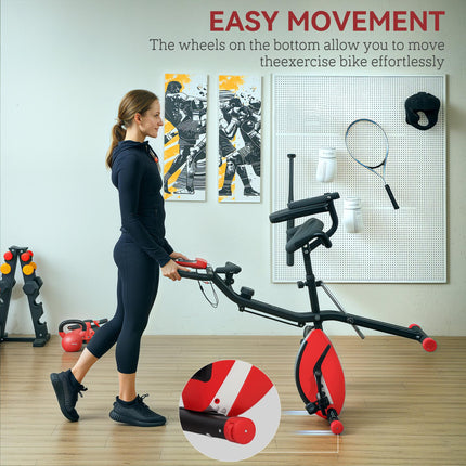 Five-in-one Foldable Exercise Bike, Stationary Bike with Arm Workout Bands, LDC