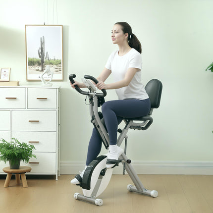 Five-in-one Foldable Exercise Bike, Stationary Bike with Arm Workout Bands, LDC