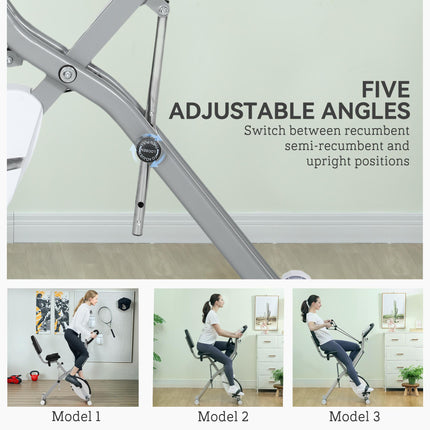 Five-in-one Foldable Exercise Bike, Stationary Bike with Arm Workout Bands, LDC