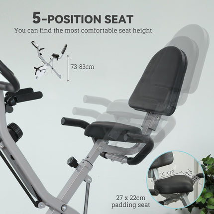 Five-in-one Foldable Exercise Bike, Stationary Bike with Arm Workout Bands, LDC