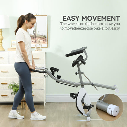 Five-in-one Foldable Exercise Bike, Stationary Bike with Arm Workout Bands, LDC