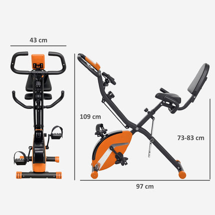 Five-in-one Foldable Exercise Bike, Stationary Bike with Arm Workout Bands, LDC