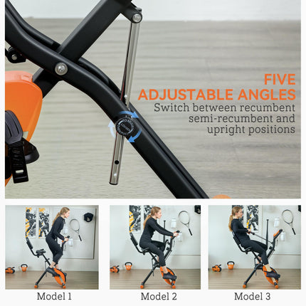 Five-in-one Foldable Exercise Bike, Stationary Bike with Arm Workout Bands, LDC
