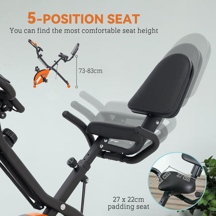 Five-in-one Foldable Exercise Bike, Stationary Bike with Arm Workout Bands, LDC