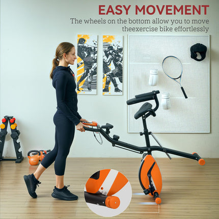 Five-in-one Foldable Exercise Bike, Stationary Bike with Arm Workout Bands, LDC