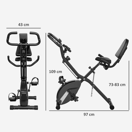 Five-in-one Foldable Exercise Bike, Stationary Bike with Arm Workout Bands, LDC