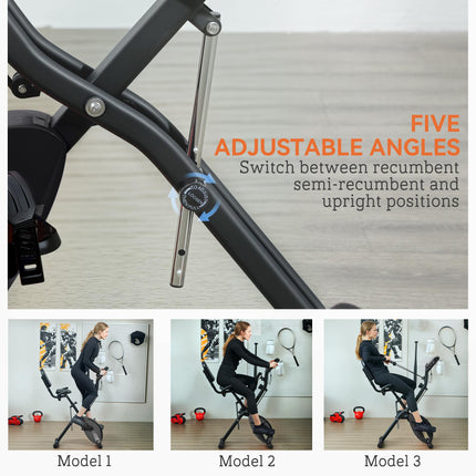 Five-in-one Foldable Exercise Bike, Stationary Bike with Arm Workout Bands, LDC