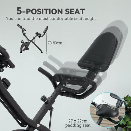 Five-in-one Foldable Exercise Bike, Stationary Bike with Arm Workout Bands, LDC