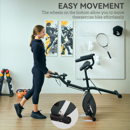 Five-in-one Foldable Exercise Bike, Stationary Bike with Arm Workout Bands, LDC