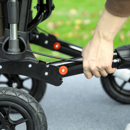 Folding Rollator Walker with Padded Seat, Backrest, Storage Bag, Dual Brakes & All-Terrain Wheels - Black