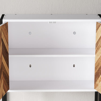 Wall Mounted Bathroom Medicine Cabinet with 2 Doors and Adjustable Shelf - Walnut