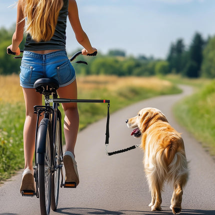 Dog Lead for Bicycle with Elastic Leash for Cycling, Training, Jogging - Black