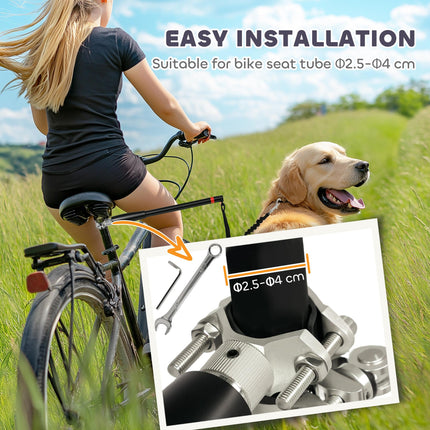 Dog Lead for Bicycle with Elastic Leash for Cycling, Training, Jogging - Black