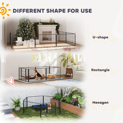 7 Panel Dog Whelping Box and Playpen for Small to Medium Dogs with Washable Pads - Black